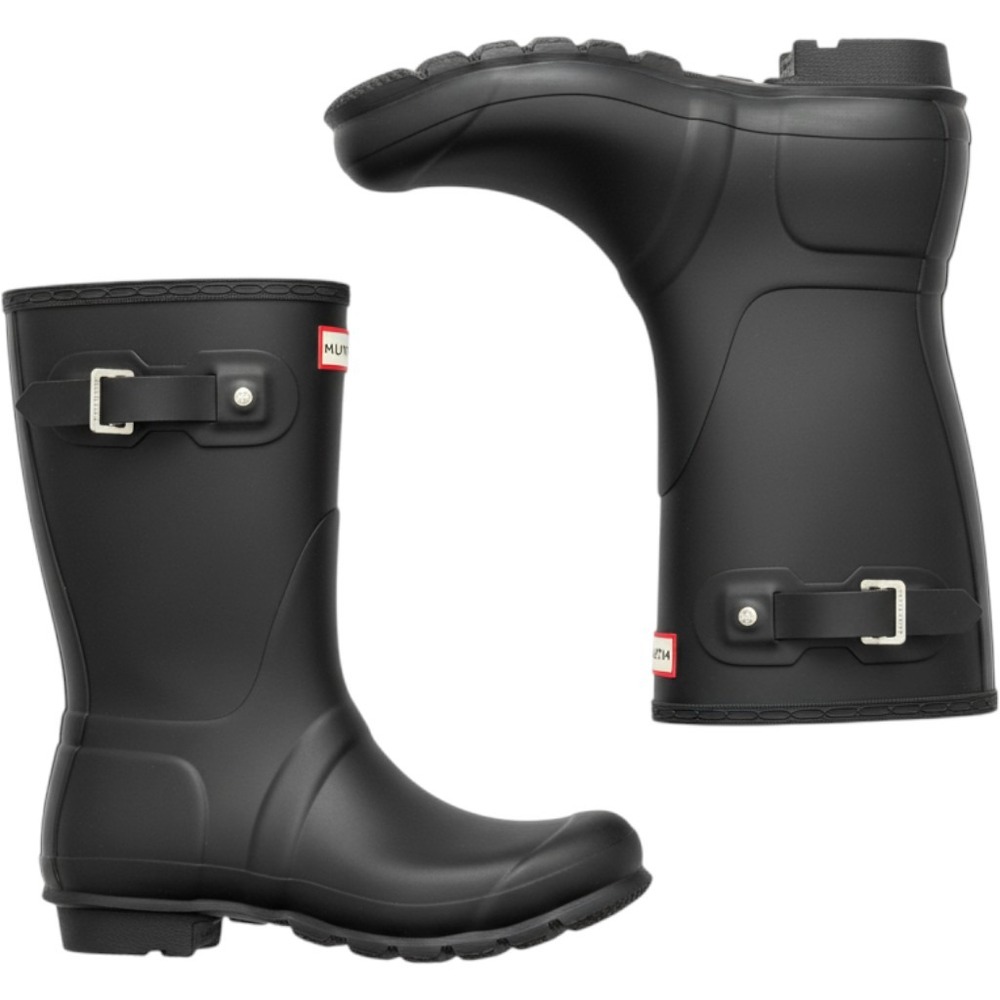 NEW Hunter Women Original Short Matte Black Rain Boots WFS1000RMA Size 8